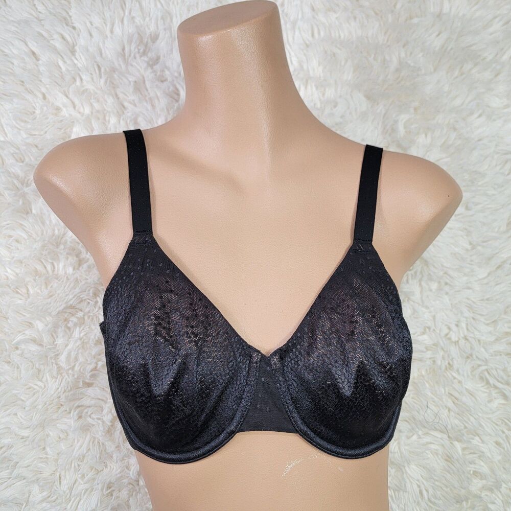 Wacoal 855303 Women's Size 34D Back Appeal Underwire Bra Black Unpadded Lined P